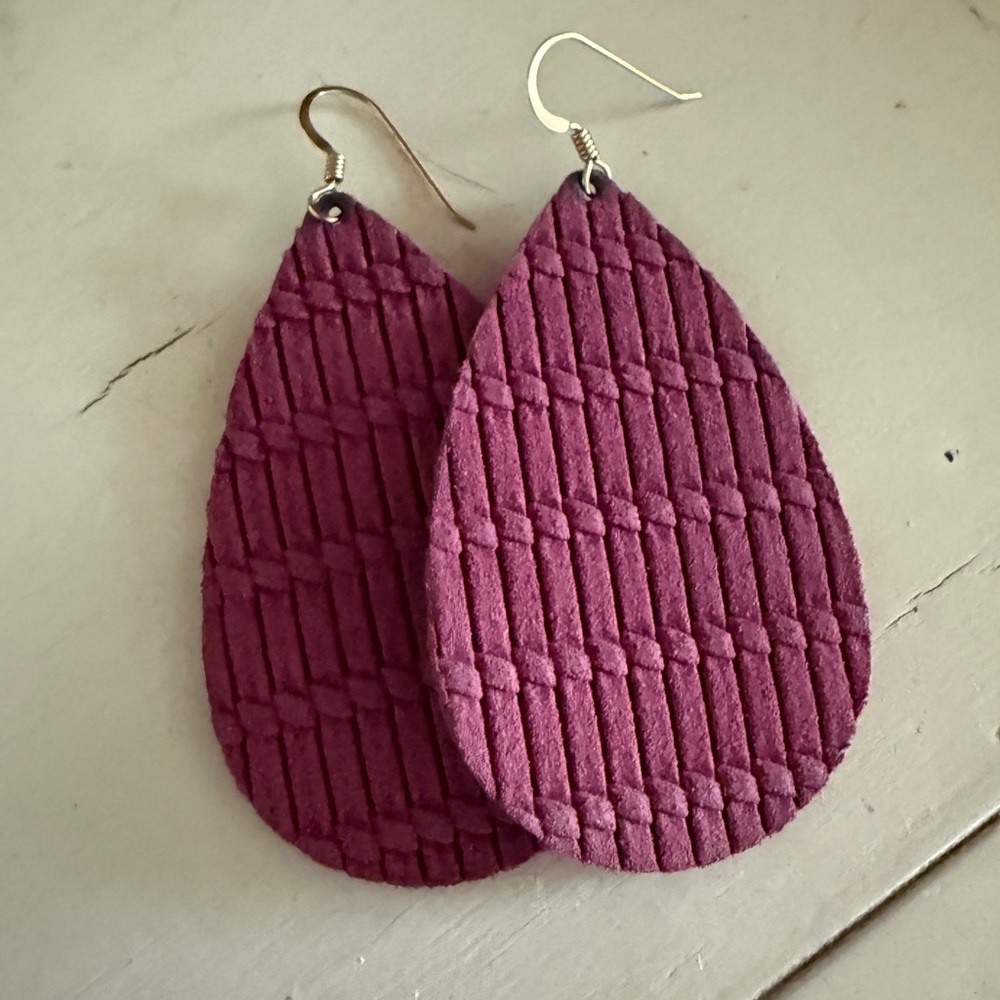 Nickel & Suede medium teardrops